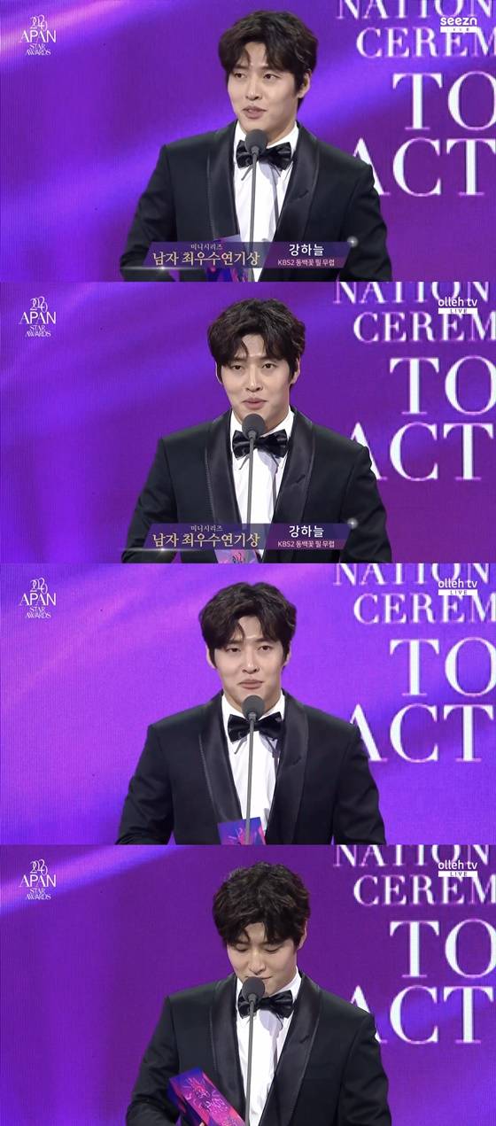 강하늘 /사진='2020 APAN STAR AWARDS' 방송화면 캡처