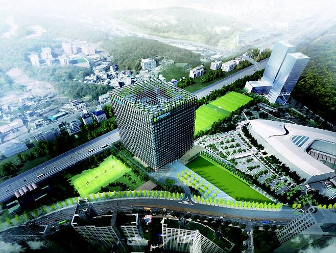 ▲현대중공업그룹 주요 계열사들이 오는 2022년 입주할 예정인 판교 GRC센터 조감도. (사진=현대중공업그룹)