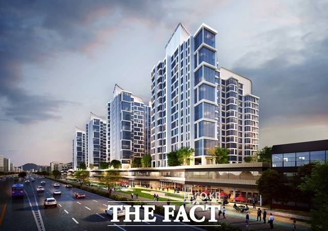 서울 송파구 문정건영 리모델링 사업 현장설명회에 GS건설과 대우건설 등 대형 건설사가 참석했다. 문정건영아파트 투시도. /희림건축 제공