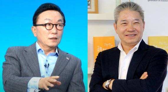 사진설명: 왼쪽부터 박현주 미래에셋그룹 회장, 강방천 에셋플러스자산운용 회장.