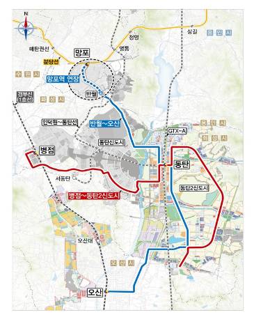 동탄 트램 노선도. 오산시청 제공