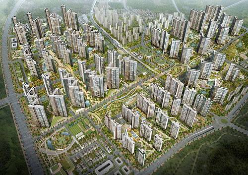 리조트 도시 시즌2 왕길역 로열파크씨티 푸르지오 총 1만 3000가구 전체 조감도