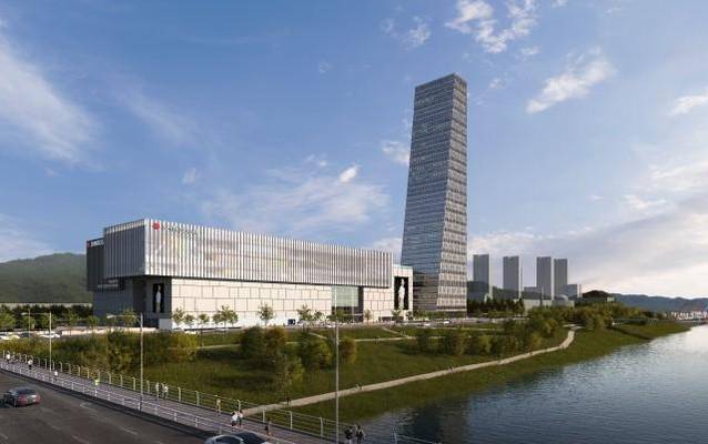 대전신세계엑스포점 조감도. 사진 오른쪽 고층 건물에 호텔과 전망대 등이 조성된다. /신세계백화점 제공