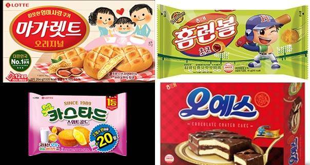 계란값이 뛰면서 제과제빵업계도 울상을 짓고 있다. 당분간 계란수급에 차질이 없다고 자신하지만 AI 여파가 장기화할 경우 과자와 빵 생산에도 차질이 불가피하다. 롯데제과·해태제과 제공