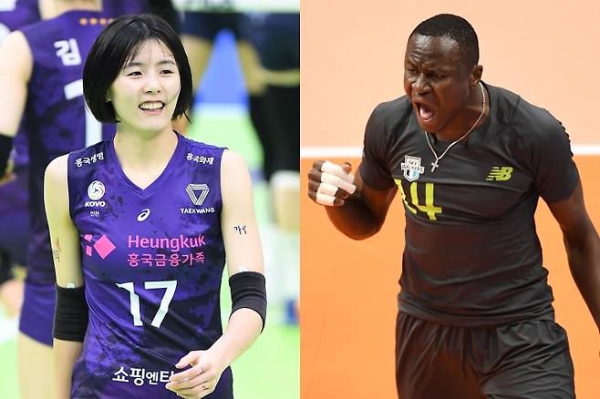 흥국생명 이재영과 현대캐피탈 다우디는 도드람 2020~2021 V-리그 4라운드에서 가장 뛰어난 활약을 펼친 선수로 선정됐다. 한국배구연맹 제공