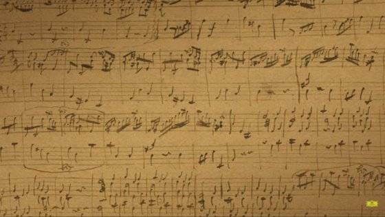 27일 공개된 모차르트 알레그로 D장조의 자필 악보. [유튜브 캡처]