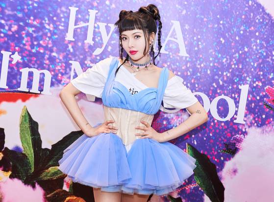 Singer HyunA poses for photos on Jan. 28 during an online showcase for her EP ″I'm Not Cool.″ [P NATION]