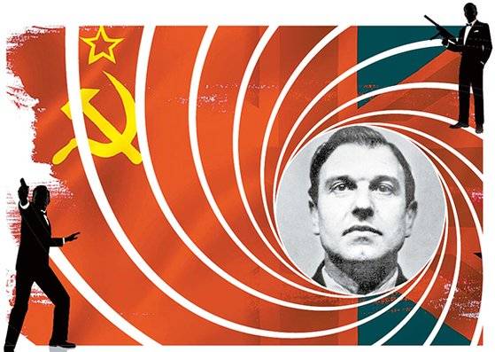 영국 MI6 소속으로 소련 KGB에 기밀 정보를 넘긴 이중스파이 조지 블레이크의 1950년대 사진(동그라미 안). [중앙포토]