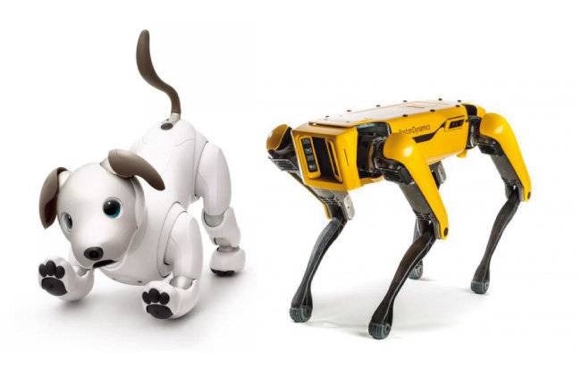 대표적인 반려로봇 ‘아이보’(왼쪽)와  충견형 만능 로봇 ‘스폿’. [소니, 보스턴다이내믹스]