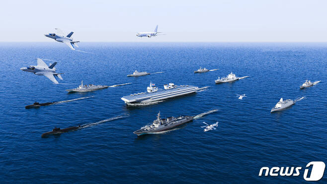 해군이 4일 최초 공개한 경항공모함이 중심이 된 해군 항모전투단 개념도. (해군 제공) 2021.2.4/뉴스1