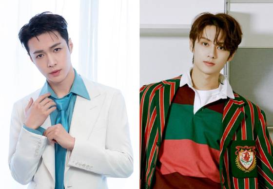 Lay of boy band Exo, left, and Jun of Seventeen [SM ENTERTAINMENT, PLEDIS ENTERTAINMENT]