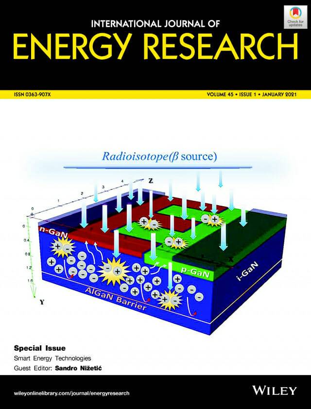 인터내셔널 저널 오브 에너지 리서치(International Journal of Energy Research) 제45권 1호 표지에 수록된 국내 연구팀의 성과. 자료=원자력연구원