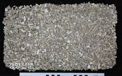 1호 매장의례부에서 물체질로 걸러낸 인골의 파편들. 700g의 인골 중 절대다수가 1㎝ 미만의 유백색 파편이었다. 완전 연소되었음을 알려준다.  |한성백제박물관 제공