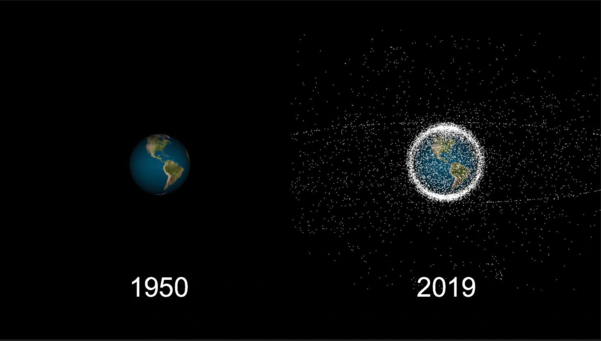 1950년대 지구 궤도엔 아무 물체도 없었지만, 현재는 위성과 우주폐기물로 빼곡하다. /애스트로스케일 제공