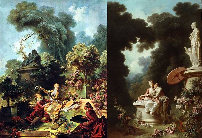 왼쪽부터 프라고나르 작 '화관 쓰는 연인', '연애편지' © 뉴스1