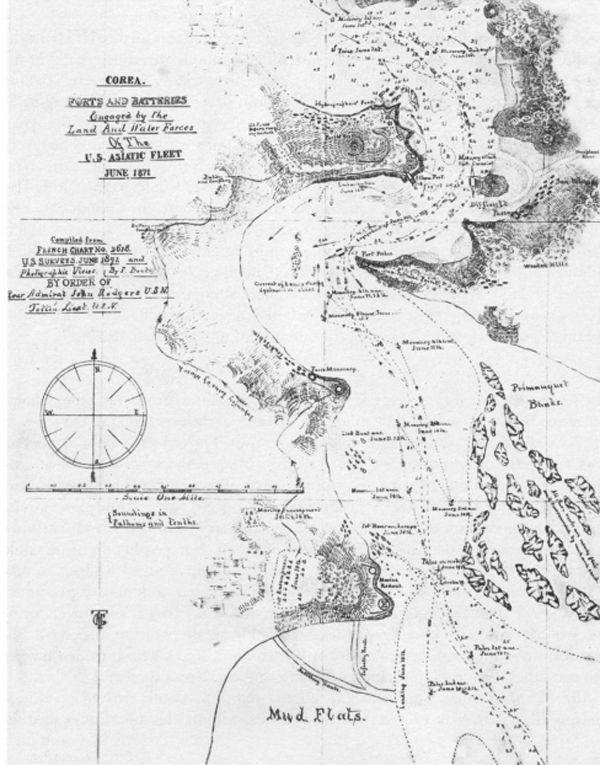 신미양요 당시 미해군 항적도ⓒ출처 : potographic view in Courtesy Special Collection and University Archives, Stanford niversity Libraries