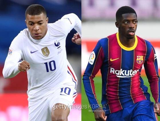 은바페(왼쪽)와 뎀벨레.  사진=게티이미지