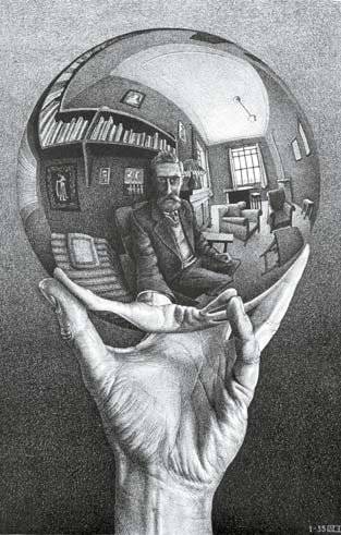 에셔의 ‘구체에 비친 자화상’(1935). [사진 위키피디아]