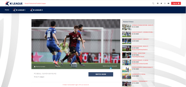 프로축구 K리그 콘텐츠 전용 플랫폼 ‘K리그TV’.  한국프로축구연맹 제공