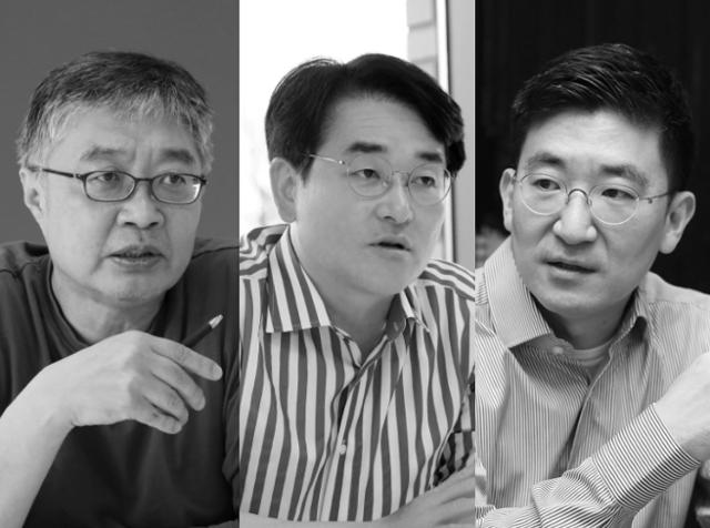 '리셋 대한민국' 저자 우석훈(왼쪽부터) 교수, 박용진 의원, 김세연 전 의원. 진보와 보수, 이념도 철학도 다른 세 사람이지만, 진영논리를 뛰어넘어 대한민국 미래를 고민해보고자 의기투합했다. 오픈하우스 제공
