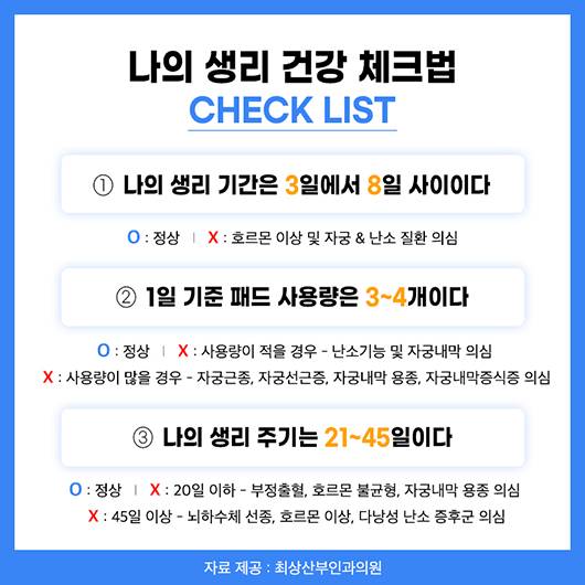 나의 생리 건강 체크법