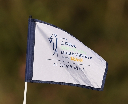 2021년 미국여자프로골프(LPGA) 투어 드라이브온 챔피언십의 대회 깃발. 사진제공=Getty Images