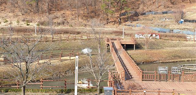 대전 동구 신상 소하천에 도로와 농경지, 인근 마을에서 발생하는 비점오염원을 정화해 대청호로 내보내기 위한 인공습지가 조성됐다.대전 박승기 기자 skpark@seoul.co.kr