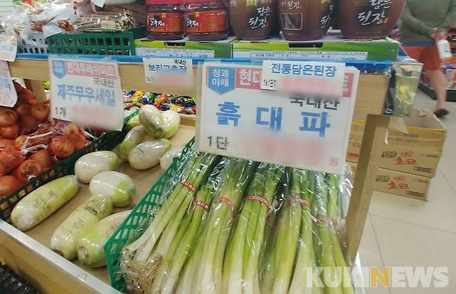 마트에서 판매되고 있는 대파 / 사진=한전진 기자