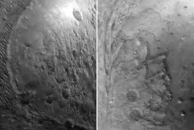 NASA 화성탐사로버 퍼서비어런스가 착륙지점을 찾으면서 촬영한 사진 일부