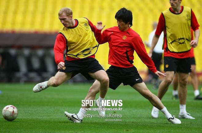 ▲ 맨체스터 유나이티드 시절 스콜스와 박지성(왼쪽부터)