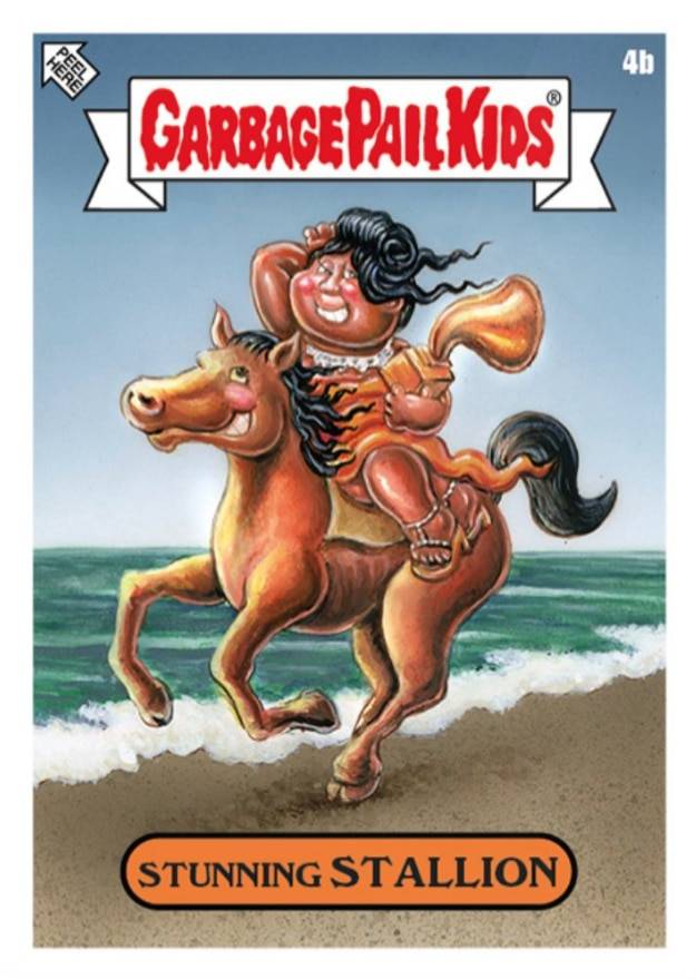 톱스의 스티커 카드 시리즈 '가비지 페일 키즈 섀미 어워즈'(Garbage Pail Kids SHAMMY Awards)에 표현된 메건 더 스탤리언의 모습. /topps