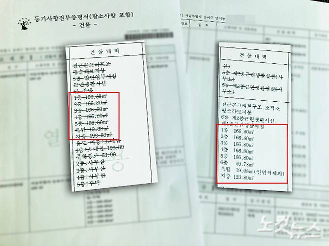 등기부등본에 1990년 준공 당시와 2020년 현재 면적이 차이가 없다. 김민수 기자