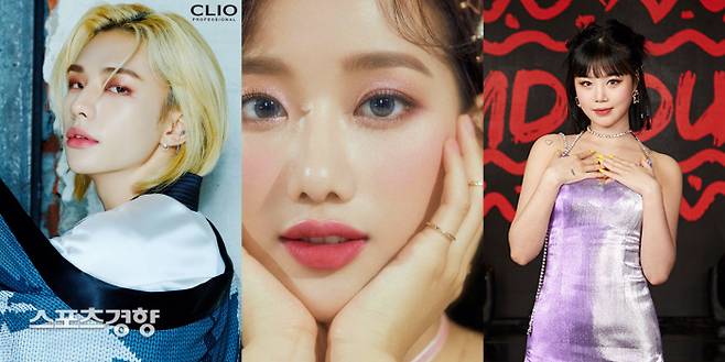 스트레이키즈 현진(왼쪽부터), 에이프릴 나은, (여자)아이들 수진 모두 클리오 또는 자사 브랜드와 광고 계약을 맺었으나 학교 폭력 및 괴롭힘 논란에 휘말리면서 광고 활동이 중단된 상태다. 클리오·소속사 제공