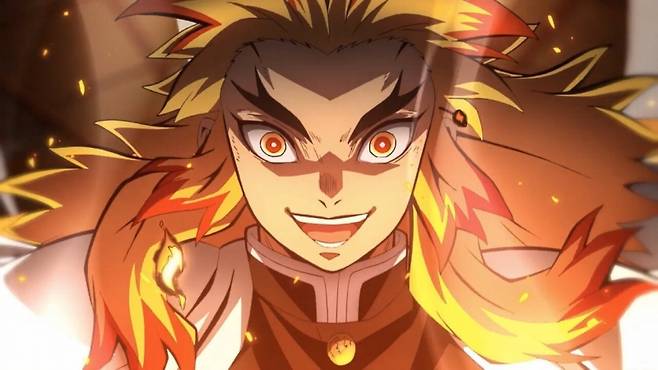 ▲귀멸의 칼날에 등장하는 '염주' 렌고쿠 쿄쥬로.