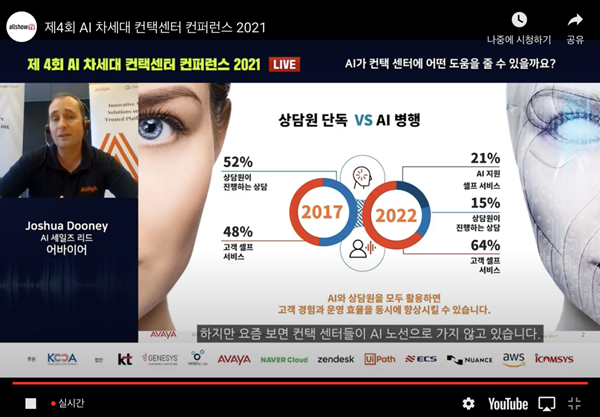 조슈아 두니의 실시간 발표 화면 캡처 이미지