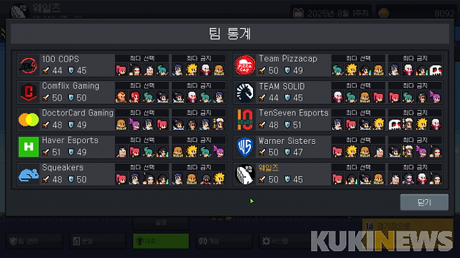 사진=팀 통계를 통해 각팀이 선호하는 챔피언이 무엇인지 확인할 수 있다.