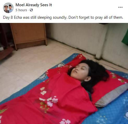 에차 아버지 "8일째 잠자고 있는 딸 위해 기도해달라" [에차 아버지 물야디의 페이스북. 재판매 및 DB 금지]