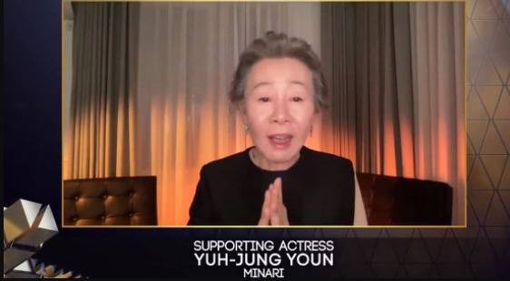 영화 '미나리'로 영국 아카데미 여우조연상 수상한 윤여정 [로이터]