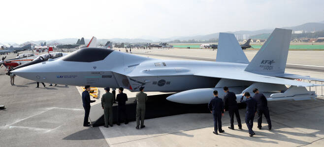 한국형 전투기(KF-21) 실물모형. [연합뉴스]