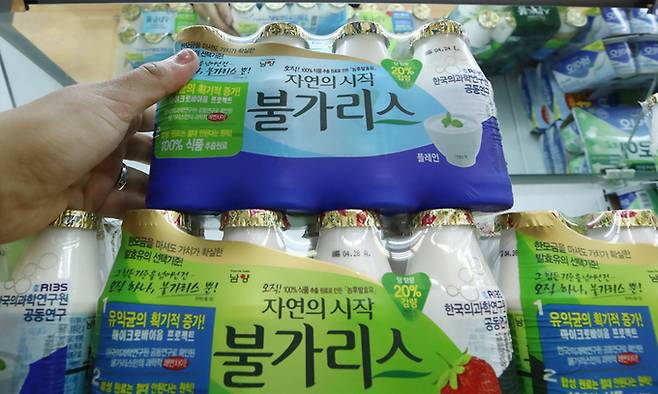 지난 14일 서울 시내 한 대형마트에 판매 중인 남양유업 불가리스. 연합뉴스
