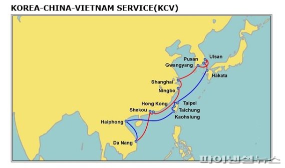 울산-다낭-하이퐁 잇는 신규 컨테이너 항로 (KOREA-CHINA-VIETNAM)