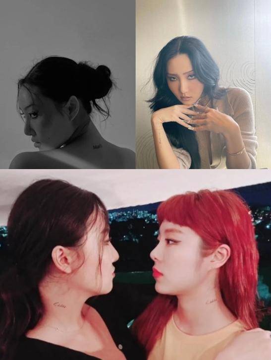 걸크러시 넘치는 매력의 소유자 화사는 다양한 레터링 타투를 통해 자신의 매력을 한층 부각시켰다. 화사 SNS