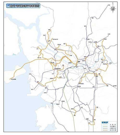 4차 국가철도망구축계획 계획안 수도권 계획도