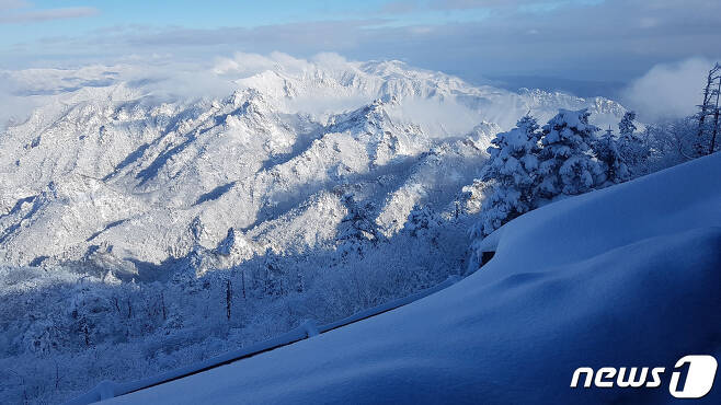 눈으로 뒤덮여 있는 설악산 소청대피소 일대. (자료사진) © News1