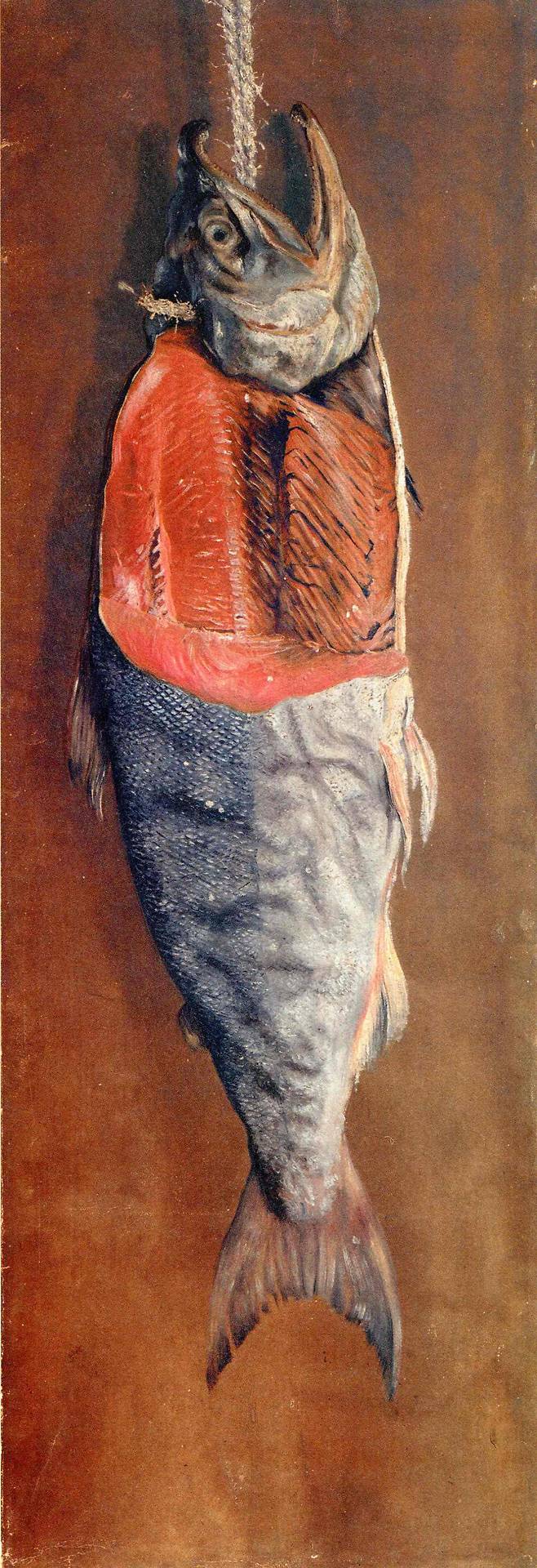 다카하시 유이치, 연어, 1877년, 종이에 유채, 139x46.6cm, 도쿄예술대학 소장.