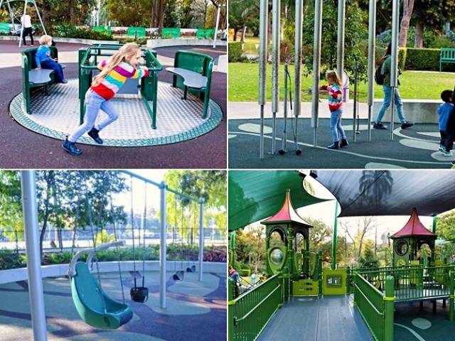 해외 놀이터 모습. Brisbanekids 홈페이지, Have Wheelchair Will Travel 홈페이지 캡처.