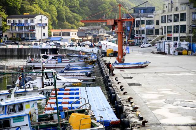 심곡항은 헌화로를 타고 스쳐지나가거나 바다부채길 이용객들이 들러가는 코스로 대부분 한적함을 유지하고 있다.