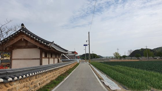 카페 '화수헌' 주변에는 오래된 집과 양파밭 밖에 없다. 문경에서도 시골로 꼽힌다. 한은화 기자