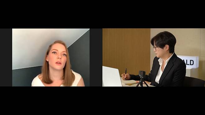 Lindsey Miller, author of "North Korea: Like Nowhere Else," speaks with The Korea Herald over Zoom from London on April 27. (The Korea Herald)