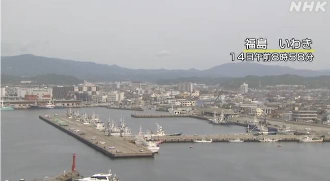 후쿠시마현 일대가 흔들리는 모습. NHK방송 캡처
